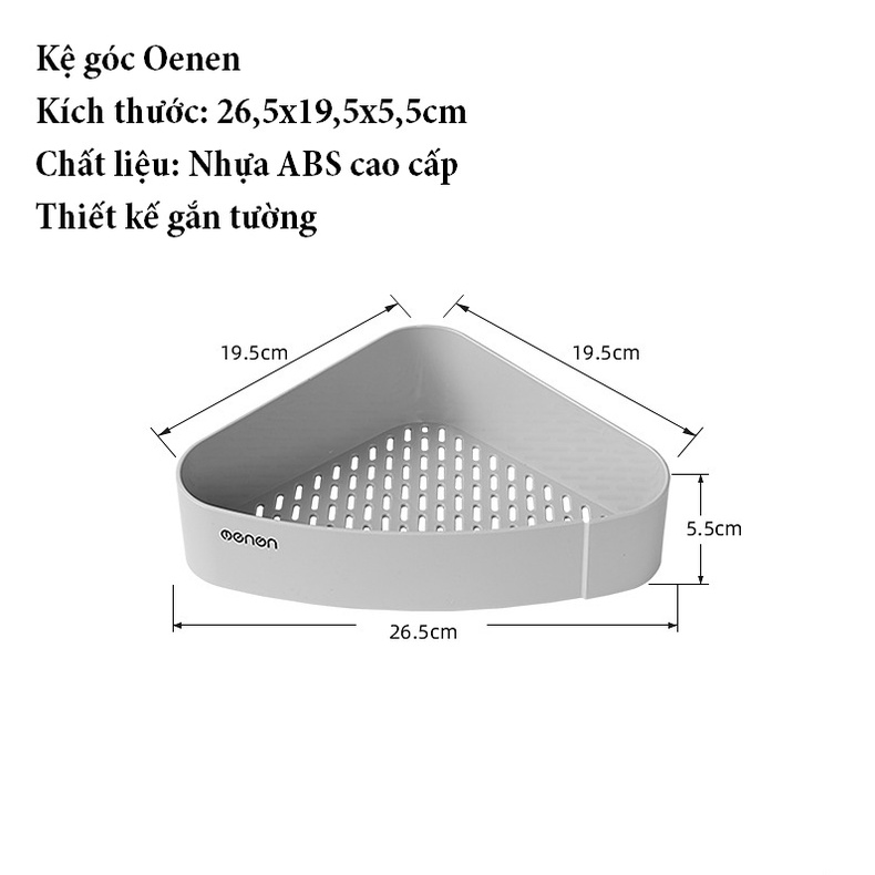 Kệ Góc Nhà Tắm Oenen Nhựa ABS Dán Tường Siêu Dính Trong Nhà Tắm, Nhà Bếp Tiện Dụng