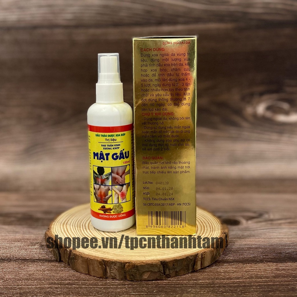 [Xả hàng ] Dầu xoa bóp MẬT GÂU giảm các đau thần kinh xương khớp – Chai 100ml