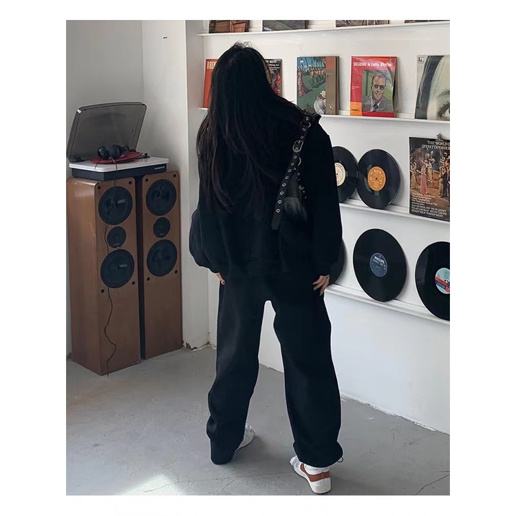 Bộ Đồ Thể Thao Áo Khoác Hoodie Vải Mỏng Dáng Rộng Thiết Kế Năng Động Cho Nữ