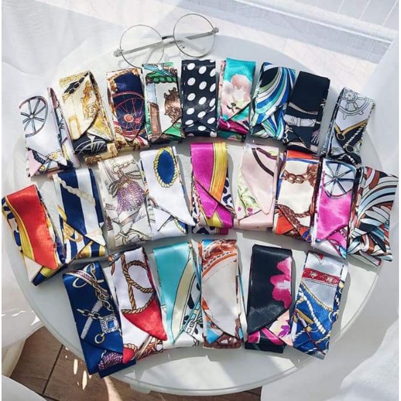 Khăn lụa đa năng buộc tóc làm nơ cổ, làm turban, buộc túi