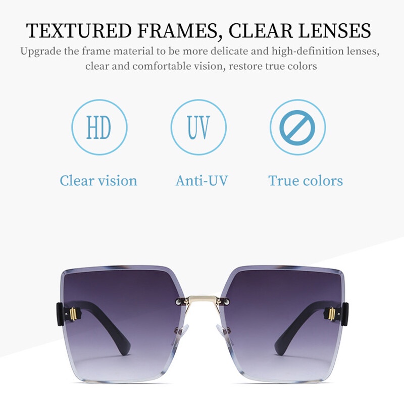 Kính Chống Nắng PTQ Không Viền Họa Tiết Chữ D Phong Cách Thời Trang 2022