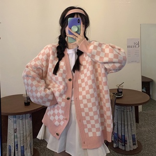 Áo len cardigan cổ v/ áo gile caro nam nữ, có ảnh thật
