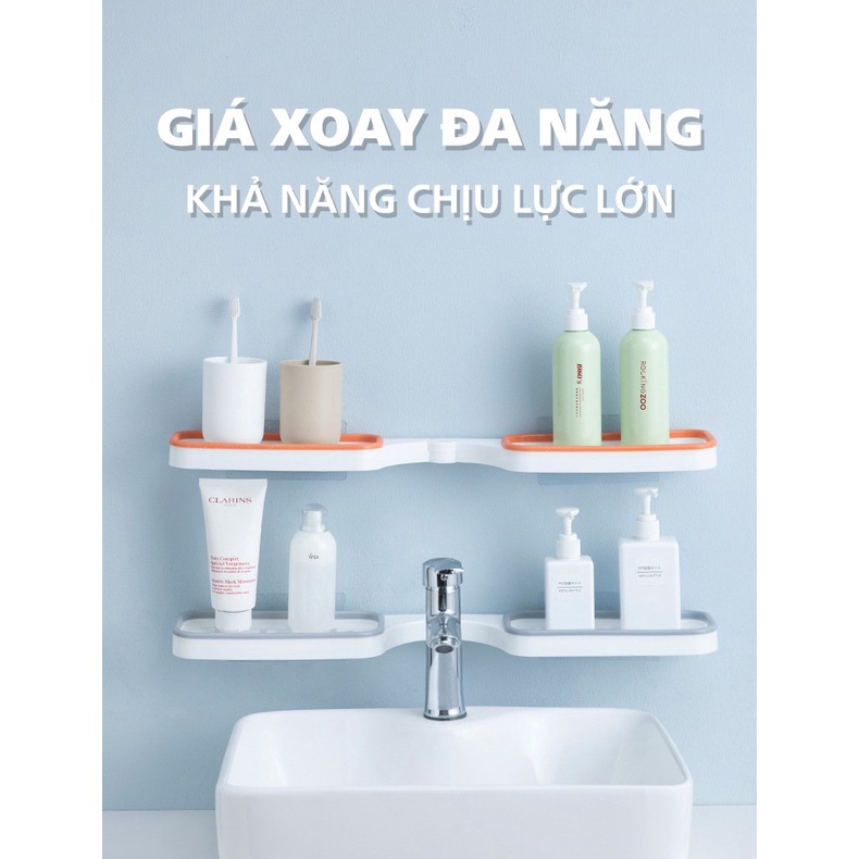 Kệ nhà tắm, kệ nhà bếp, kệ góc Xoay, đựng xà phòng đựng đồ dầu gội sữa tắm