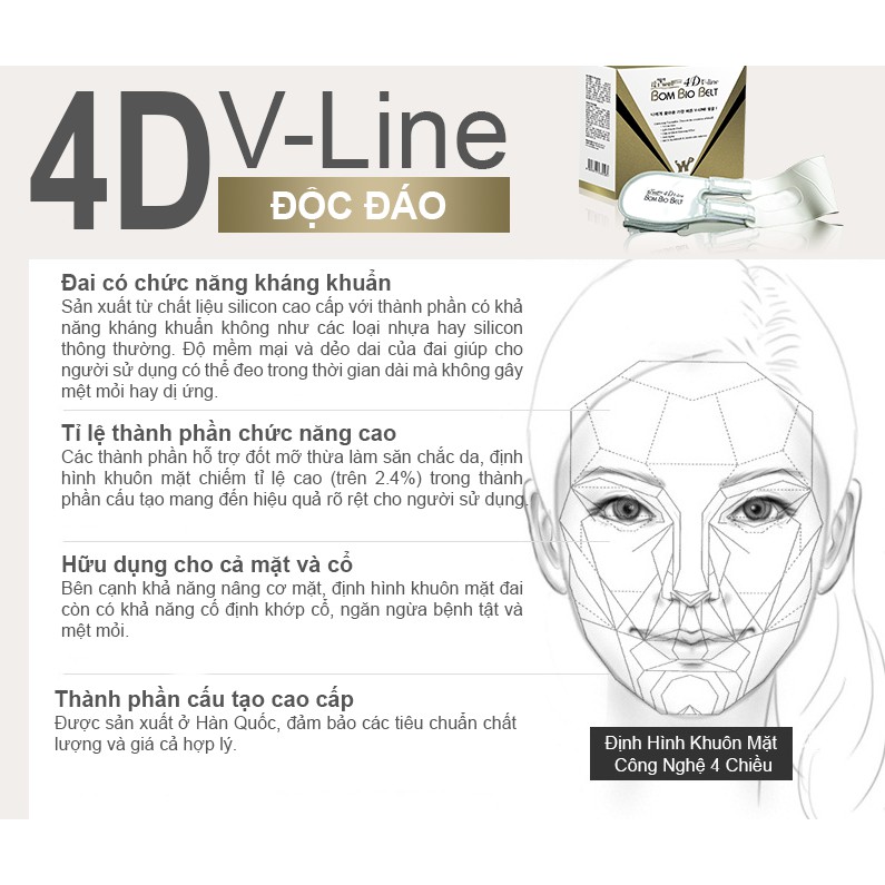 Đai 4D định hình khuôn mặt Vline It's Well Plus Hàn Quốc (Tặng 01 Sữa rửa mặt 150 ml) | BigBuy360 - bigbuy360.vn