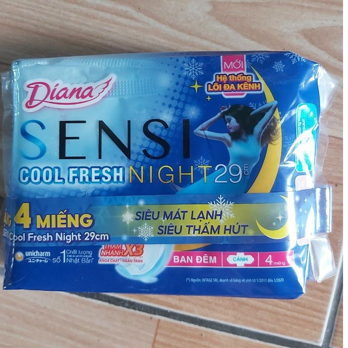 Combo 3 gói BVS ban đêm Diana Cool Fresh siêu mát có cánh 29CM (GÓI 4 MIẾNG)