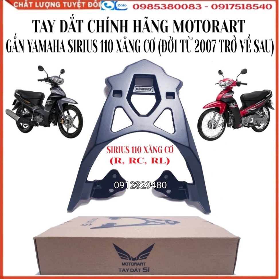 [Tay dắt Sirius] Tay Dắt (Cảng Sau Đa Năng) Nhôm Đúc Chính Hãng Motor Art Gắn Yamaha Sirius 110 (Xăng Cơ, Phun Xăng Điện