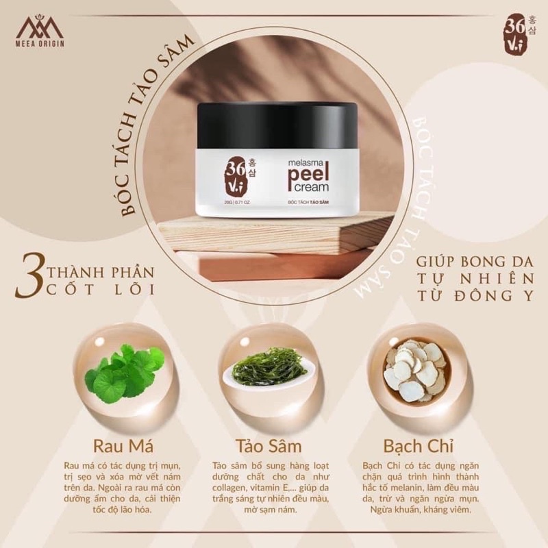 Peel Da Tảo Sâm Meea - Peel Da Bóc Tách Nám Tảo Sâm , Peel Da Đông Y Thảo Dược 36 vị - Melasma Peel Cream