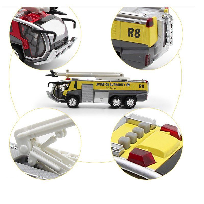 Mô hình xe cứu hoả sân bay bằng kim loại tỉ lệ 1:32