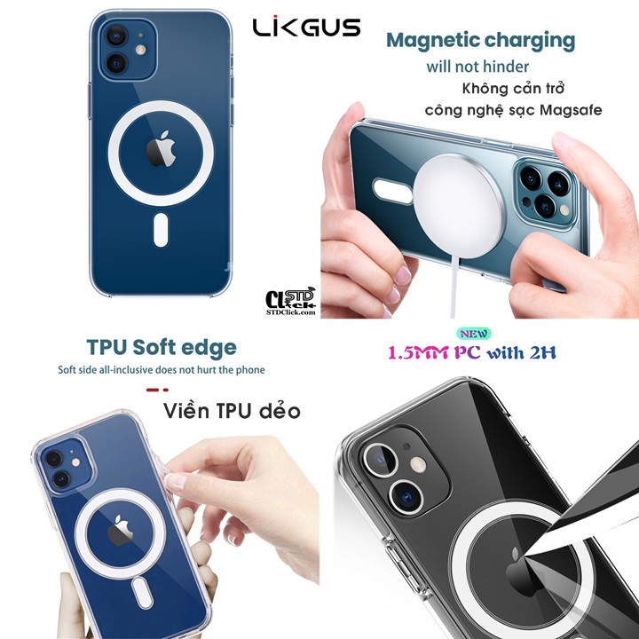 [Mã ELFLASH5 giảm 20K đơn 50K] ỐP LƯNG IPHONE 12 PRO MAX - 12 PRO - 12 LIKGUS MAGSAFE CHÍNH HÃNG HỔ TRỢ SẠC NAM CHÂM