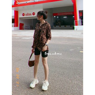 Set sơ mi beo + quần legging [có sẵn]