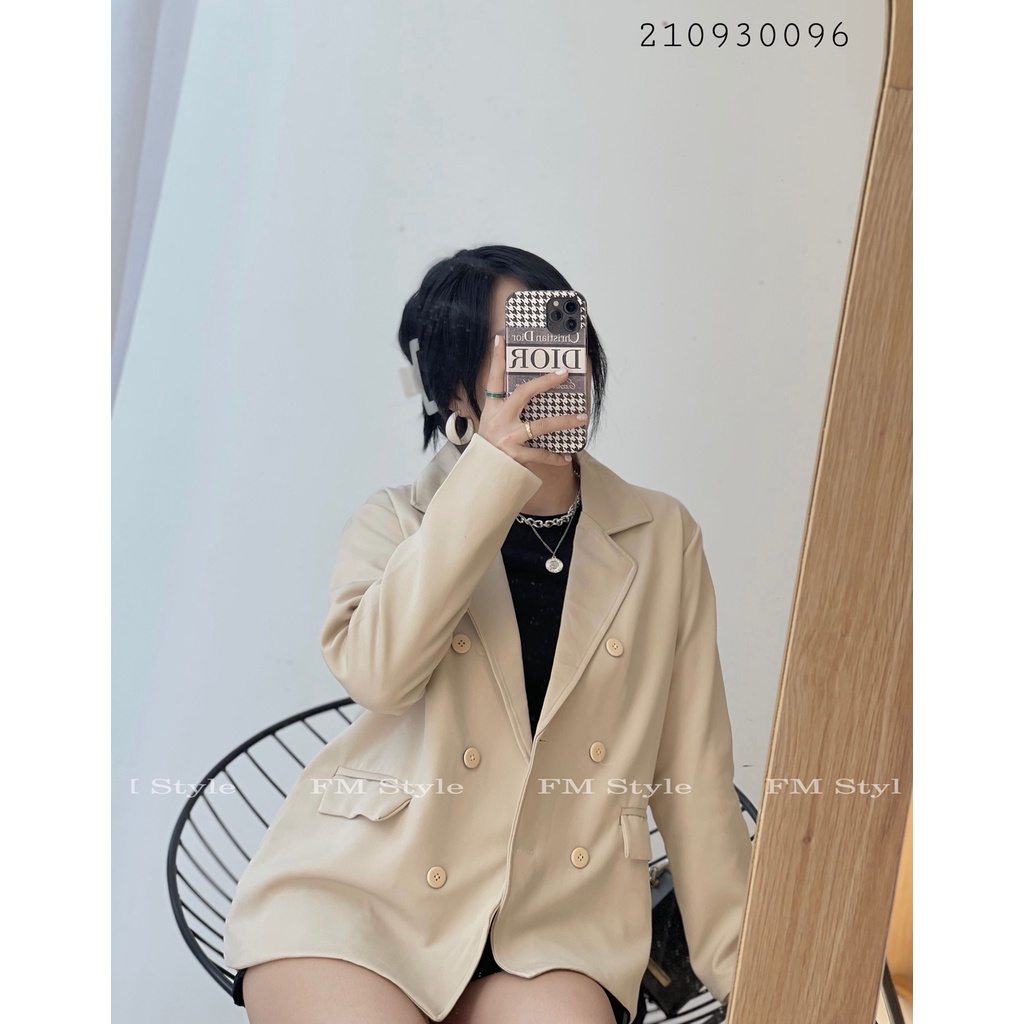 Áo khoác vest FM Style blazer công sở 2 túi 6 nút phong cách Hàn Quốc chất liệu cao cấp thời trang thanh lịch 210930098