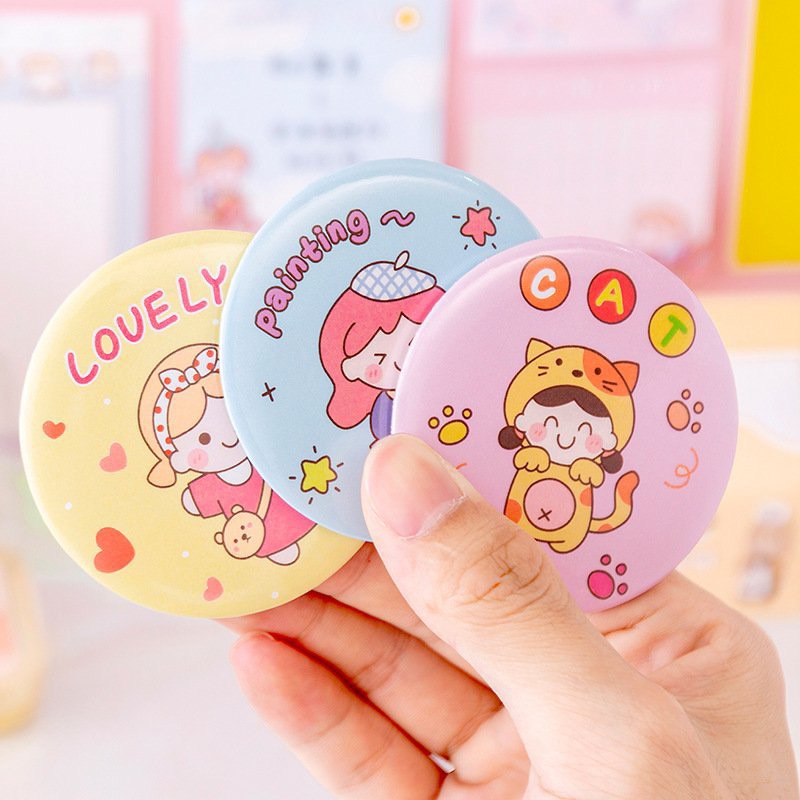 Gương tròn mini cầm tay hình cô gái công chúa cute dễ thương xinh xắn (7cm)