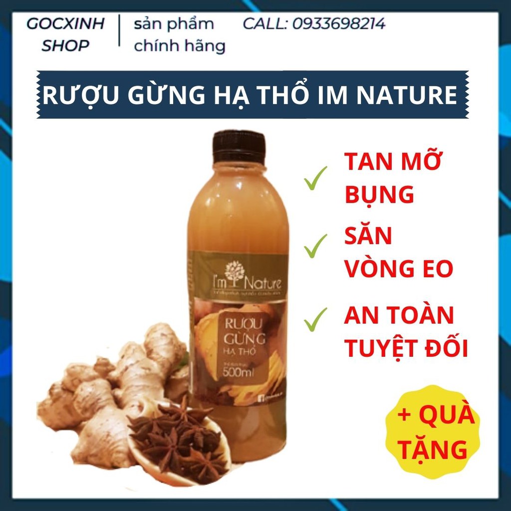 Rượu Gừng Hạ Thổ I'm Nature Giúp Giảm Mỡ - Đánh Gió - Phòng Ngừa Cảm Cúm 500ml