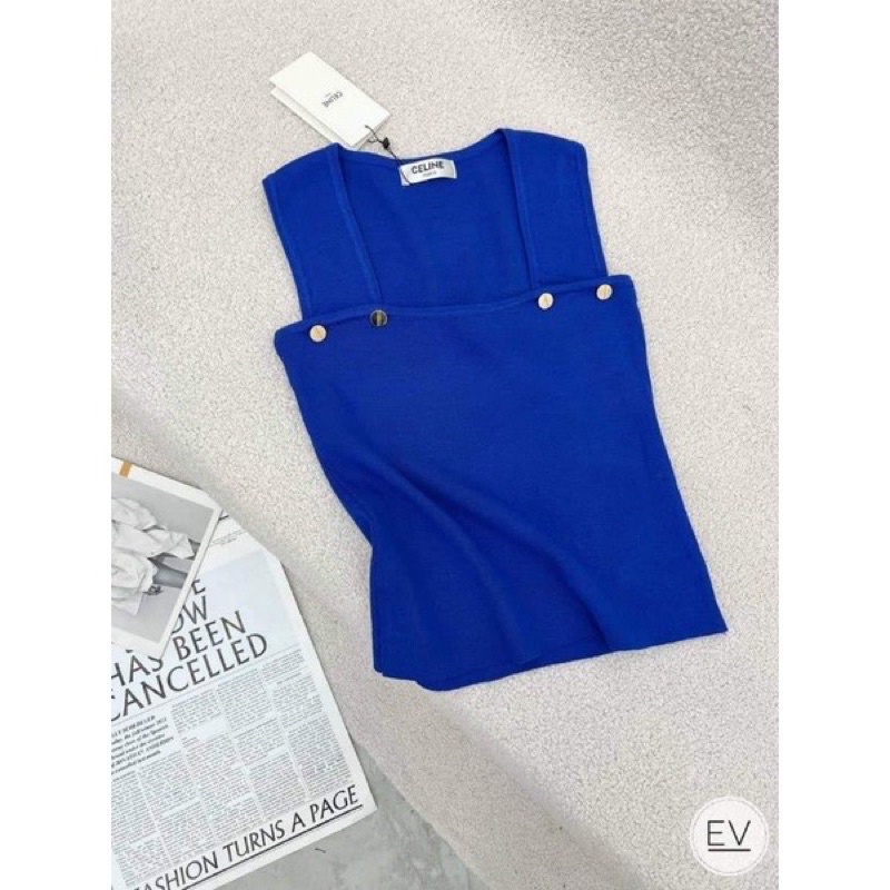 ÁO LEN CỔ VUÔNG ĐÍNH KHUY HÀNG QCL1, ÁO BA LỖ LEN ÔM TÔN DÁNG MS17662