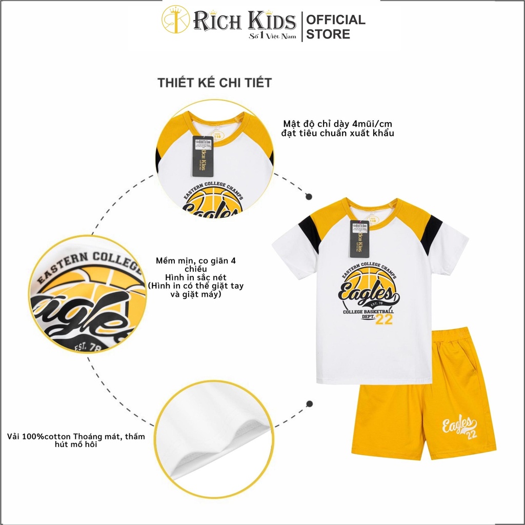 Đồ Bộ Cho Bé Vải 100%Cotton Co Giãn Thoáng Mát, Thấm Hut Mồ Hôi - Richkids