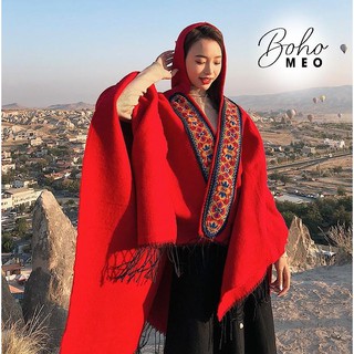 Áo choàng poncho đỏ
