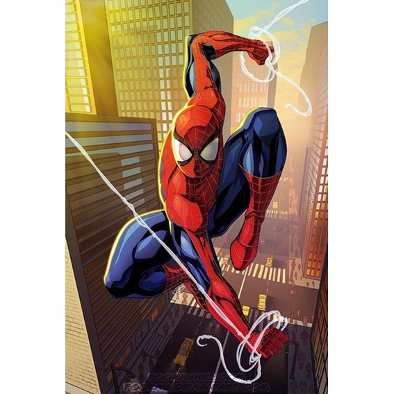 Bộ Tranh Vải Bạt Vẽ Theo Số Tự Làm Hình Người Nhện Marvel Trang Trí Nhà Cửa