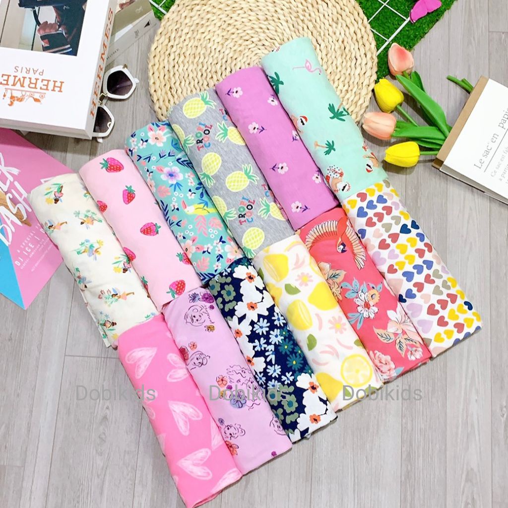 Váy Bé Gái  Đầm Thun Cho Bé Cotton xuất dư xịn siêu mềm mát co giãn họa tiết xinh xắn