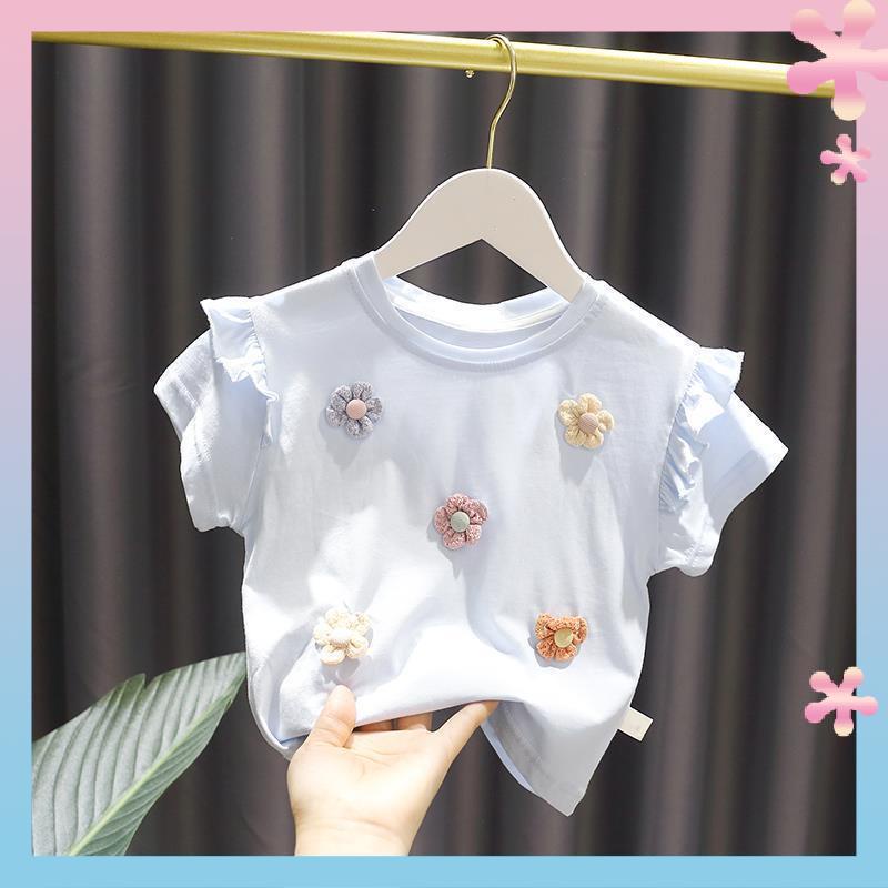 Áo Thun Cotton Mỏng Mùa Hè Tay Ngắn Phong Cách Mới 2021 Cho Bé Gái