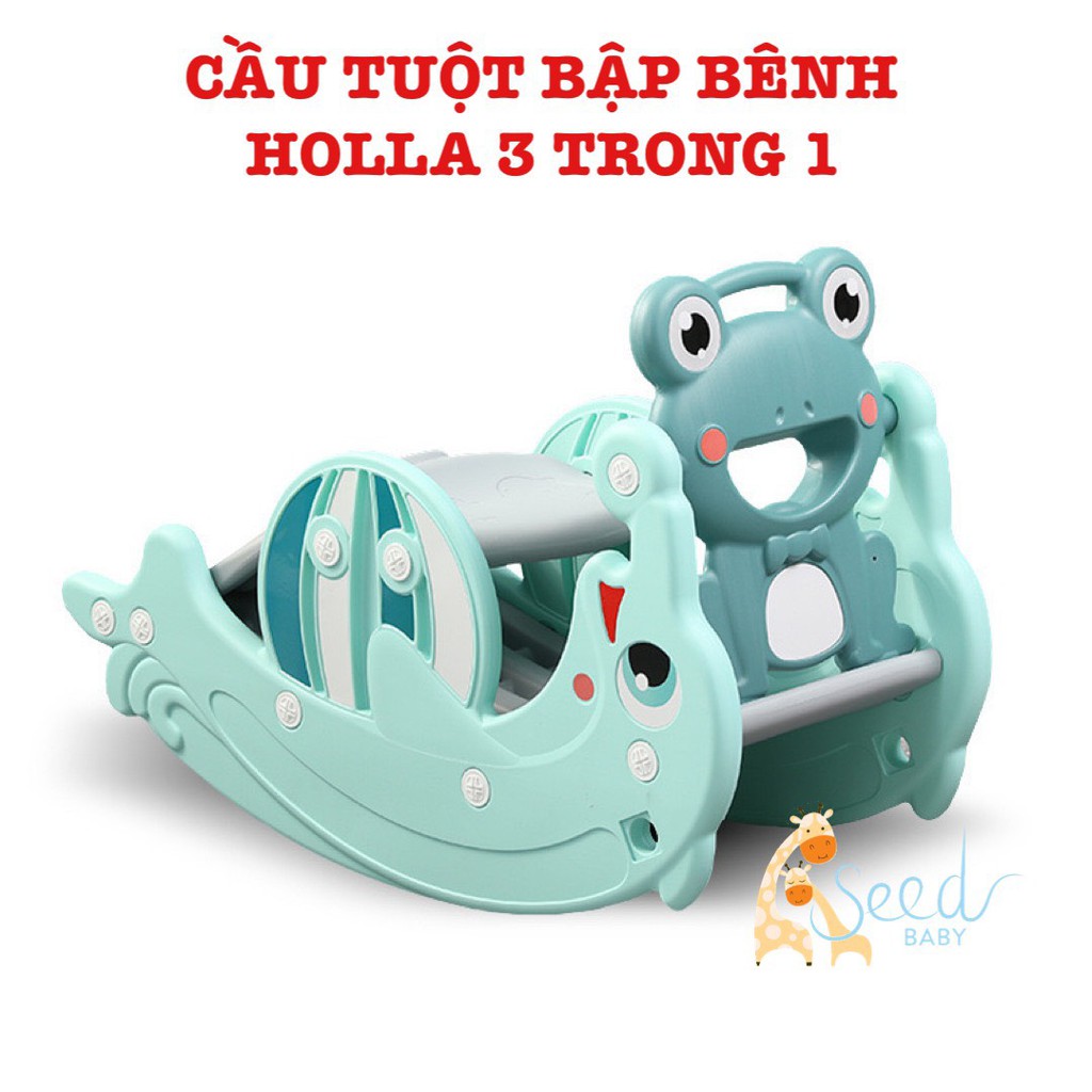 Cầu trượt bập bênh | cầu tuột bập bênh bóng rổ HOLLA đa năng 3 trong 1 cao cấp - Chính hãng - SEED BABY