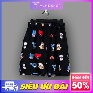 Quần đùi hoạt hình BTS unisex form rộng