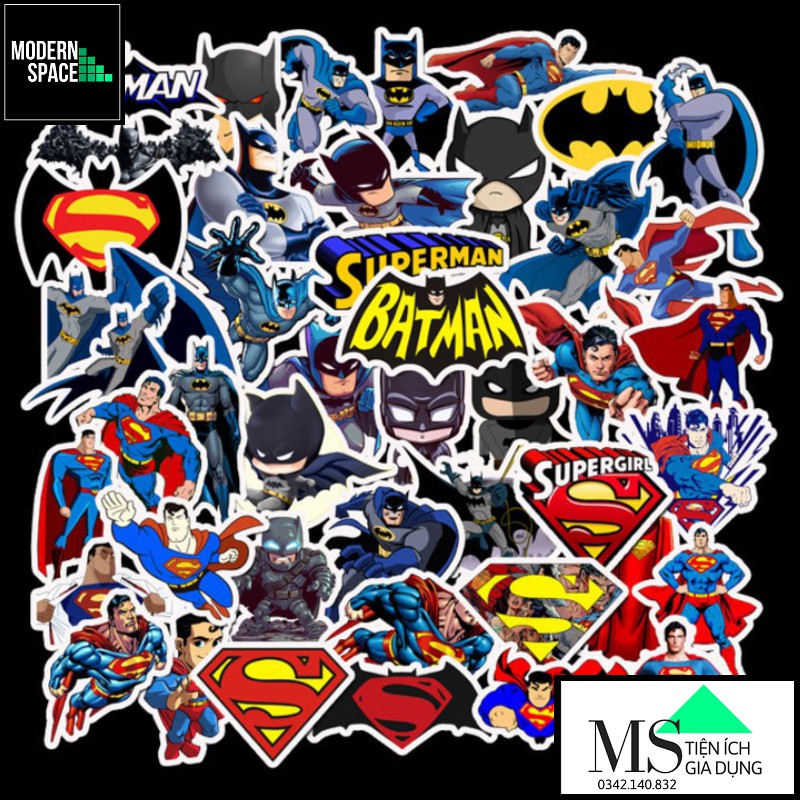 Sticker PVC Batman Siêu Nhân ST054-ST - 100 Hình dán Chống nước