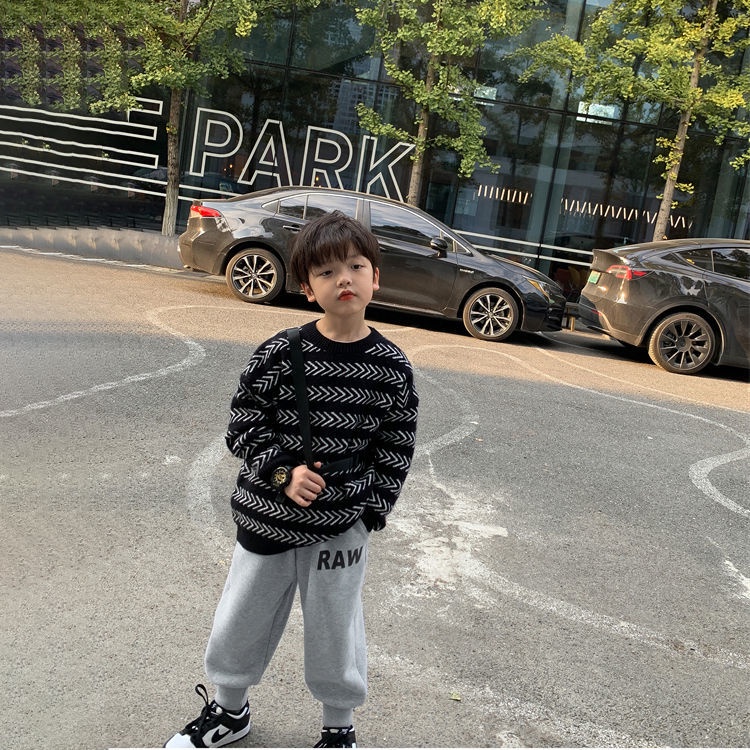 Áo Sweater Dệt Kim Dày Cổ Tròn Họa Tiết Kẻ Sọc Thời Trang Mùa Đông 2022 Mới Cho Bé Trai