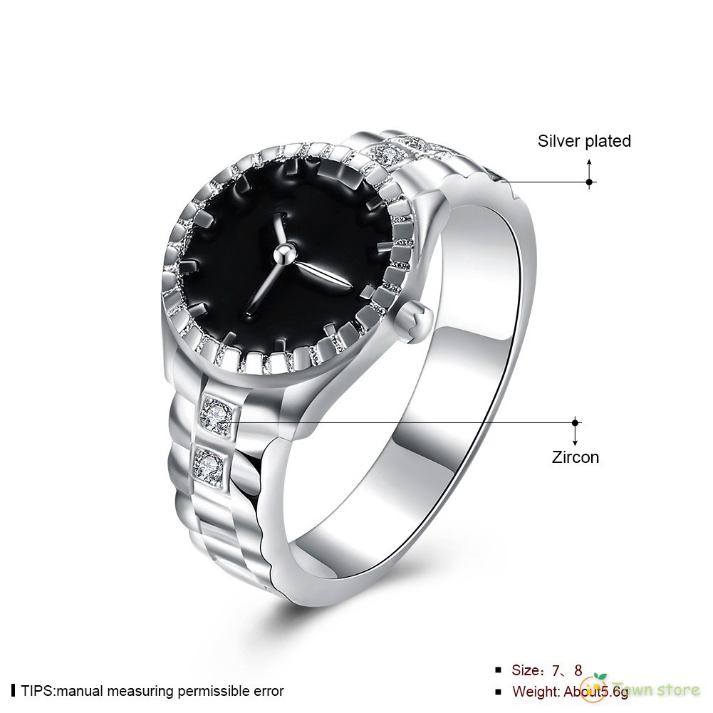 Nhẫn đồng hồ mạ bạc kiểu dáng sang trọng cho nam