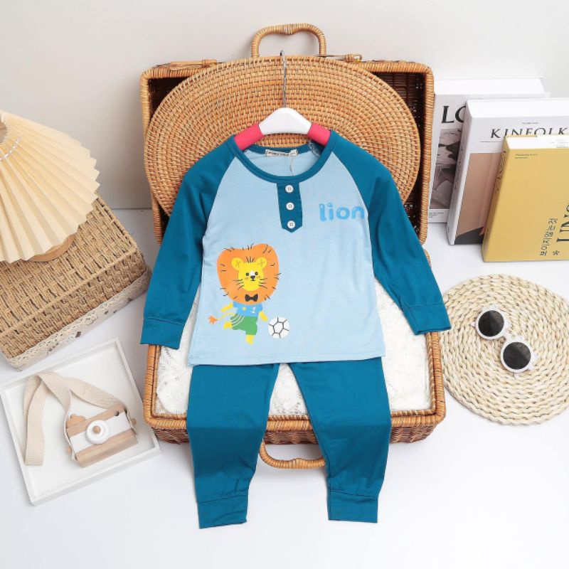 Quần áo trẻ em bộ dài tay cotton lạnh mikymom hình thú cho bé