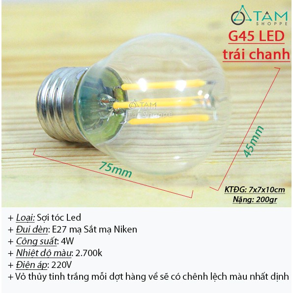 Bóng đèn Led tròn nhỏ trái chanh G45 TAN