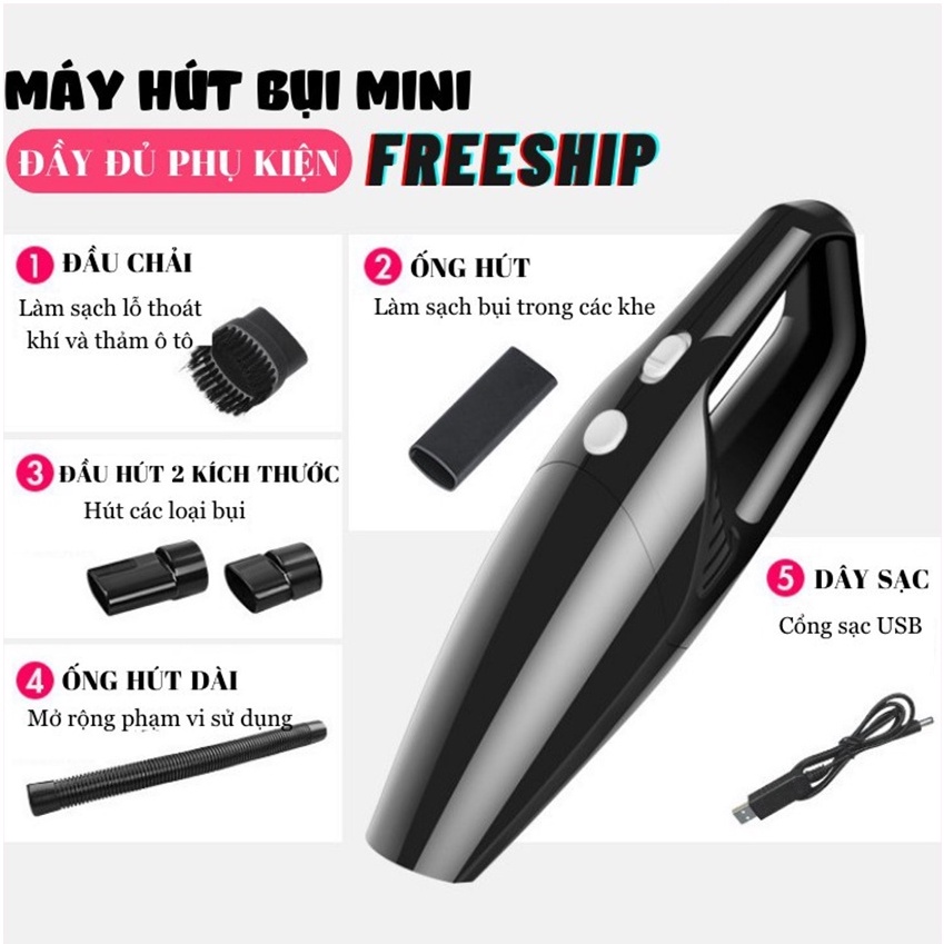Máy hút bụi không dây cầm tay hút bụi ô tô và gia đình lực hút mạnh X2001Cs