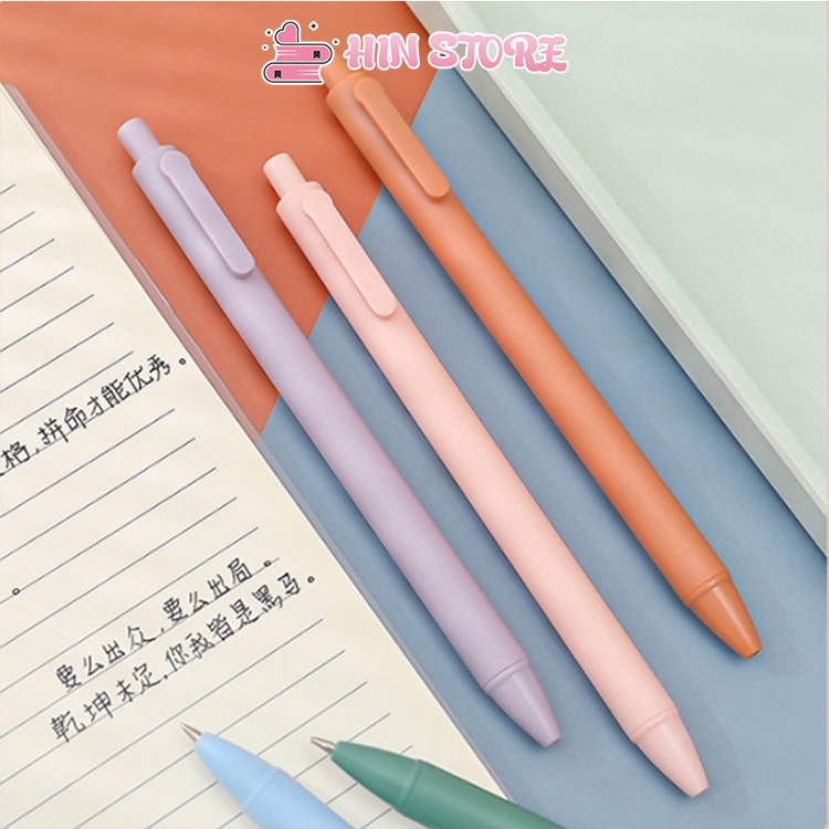 Bút Bi Nước Mực Gel Đen Bấm Cute Màu Pastel Ngòi 0.5mm, Văn Phòng Phẩm, Đồ Dùng Học Tập Dễ Thương Giá Rẻ HIN B13