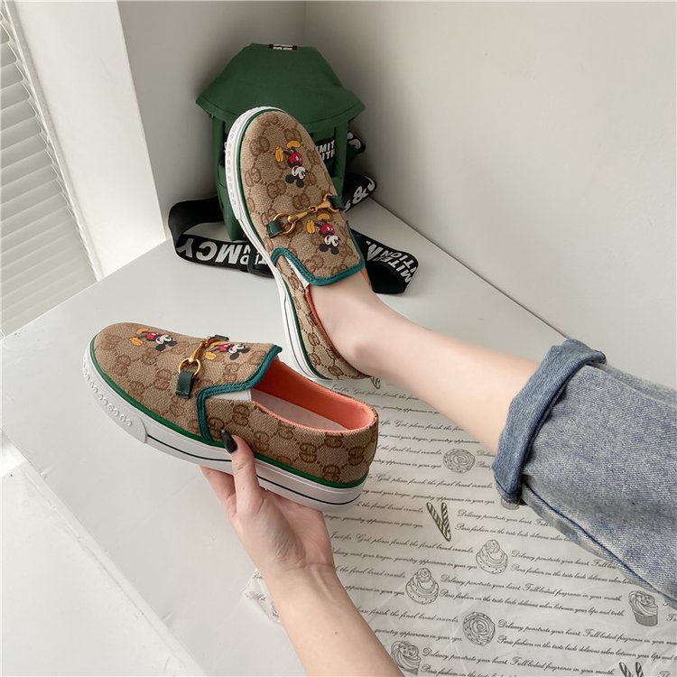 Fashionable Ulzzang Cartoon Printed Casual Lazy Shoes Slip-on Loafer Women Shoes