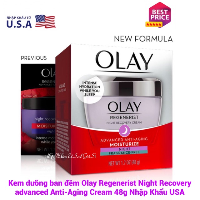 Kem dưỡng ban đêm Olay Regenerist Night Recovery advanced Anti-Aging Cream 48g Nhập Khẩu USA