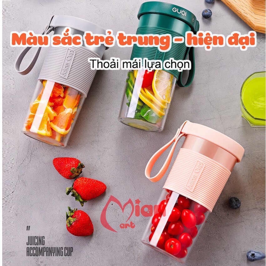 [TẶNG NẮP CẮM ỐNG HÚT] MÁY XAY SINH TỐ CẦM TAY MIAN 3 LƯỠI SẠC PIN TIỆN DỤNG 320ML BẢO HÀNH 3 THÁNG 1 ĐỔI 1