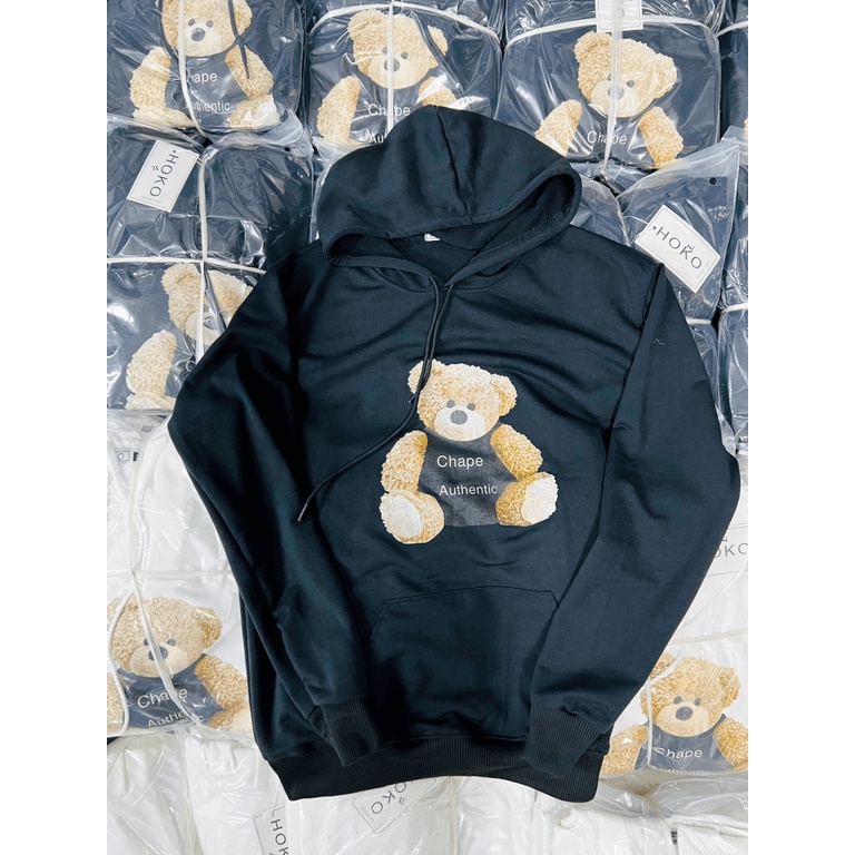 (HCM) ÁO KHOÁC NỈ HODDIES TRÙM ĐẦU - HỌA TIẾT CON GẤU - SIÊU CUTE CHO CÁC BẠN TRẺ - THỜI TRANG GENZ KM FASHION