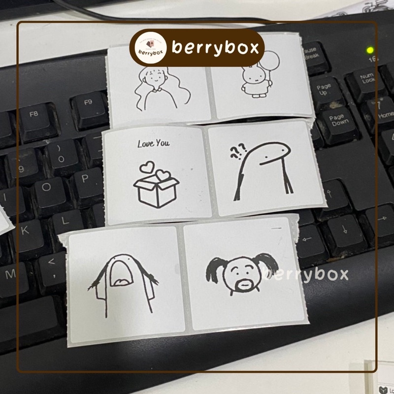 Berry | Set 50 tem nhãn dán meme MM2, sticker niêm phong có keo dán túi giấy, thùng carton, gói hàng