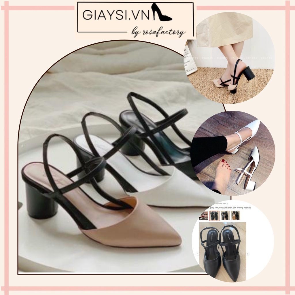 Giày cao gót nữ bít mũi quai thun gót vuông 5p CG-0590
