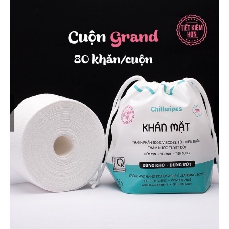 Khăn mặt khô Chillwipes dùng 1 lần lau khô, lau ướt - Giấy lau mặt dùng một lần
