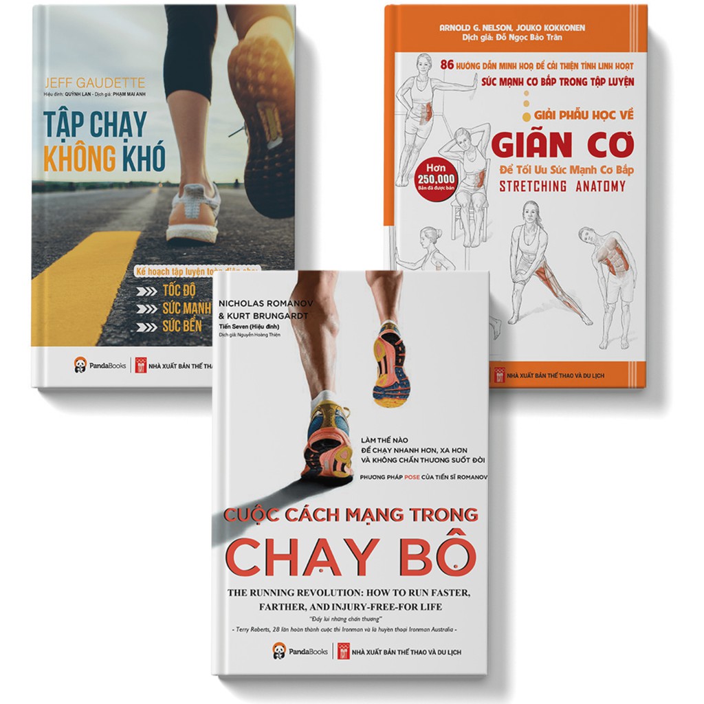 Sách - Combo 3 cuốn: Giải phẫu học về giãn cơ + Tập chạy không khó + Cuộc cách mạng trong chạy bộ - Pandabooks