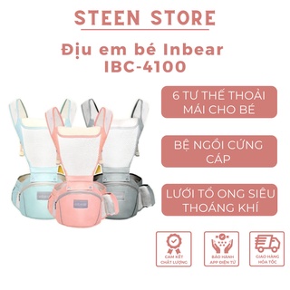 Địu em bé, địu vải cho trẻ sơ sinh Inbear IBC-4100, 6 tư thế chắc chắn, thoáng mát: 3 màu sắc( ghi, hồng và xanh ngọc )