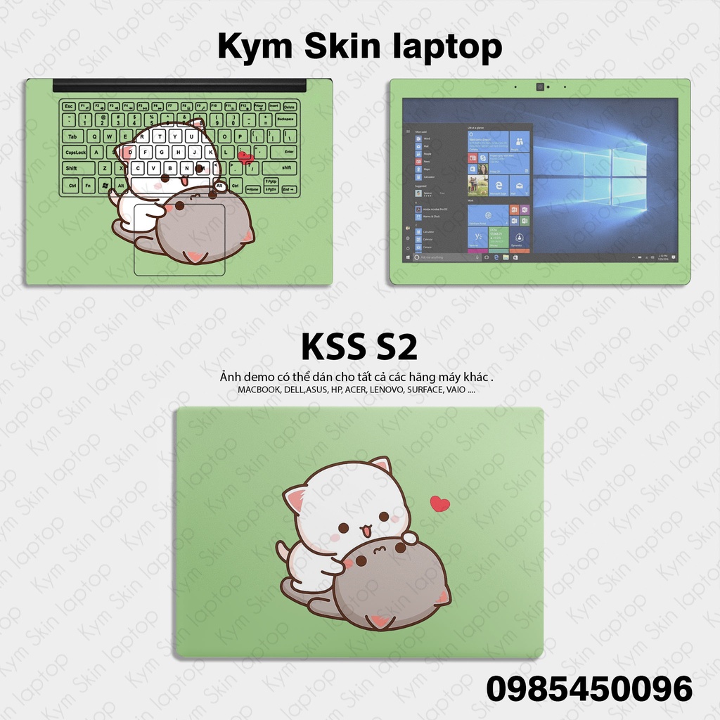 Miếng Dán Laptop Mẫu Gấu Cặp Dễ Thương - Dán Cho Tất Cả Các Dòng Máy