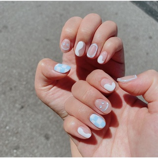 Nailbox - Móng úp thiết kế - Xanh mint vẽ nổi