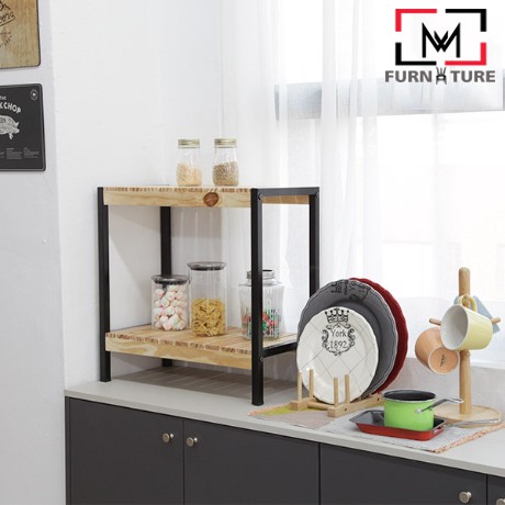 Combo 2 kệ gỗ đa năng chân sắt tĩnh điện màu đen size 50cm - MW FURNITURE - Nội thất trang trí