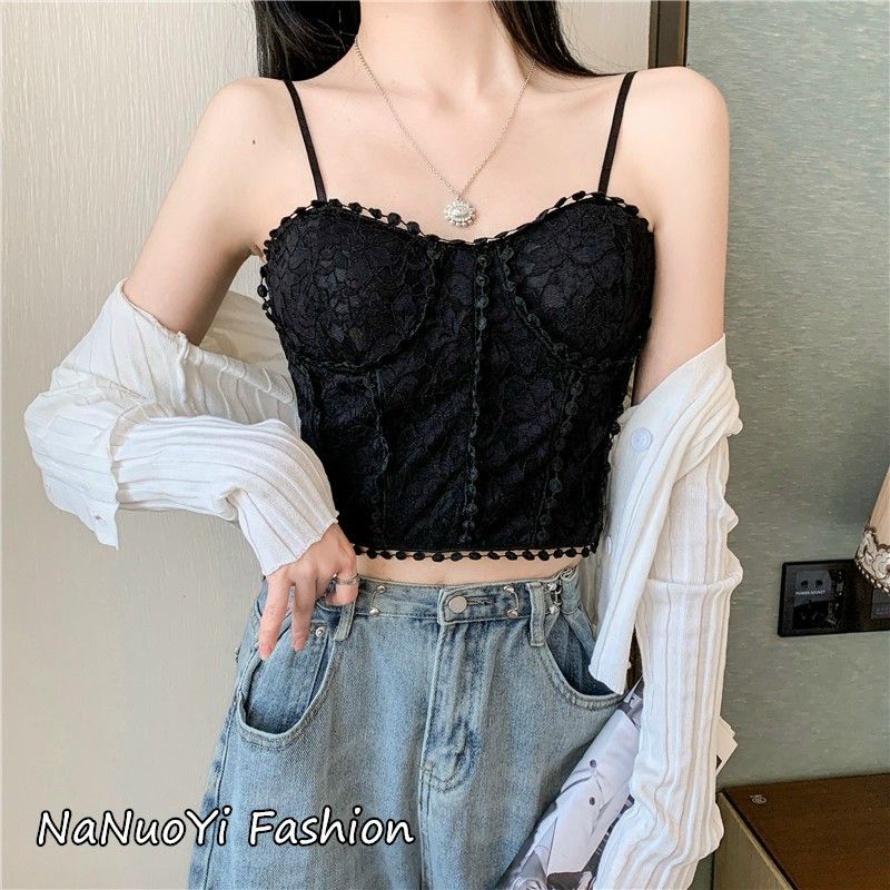 Áo Bra Ren 2 Dây Dáng Dài Kèm Mút Đệm Ngực  Cực Sang Chảnh mã 1873