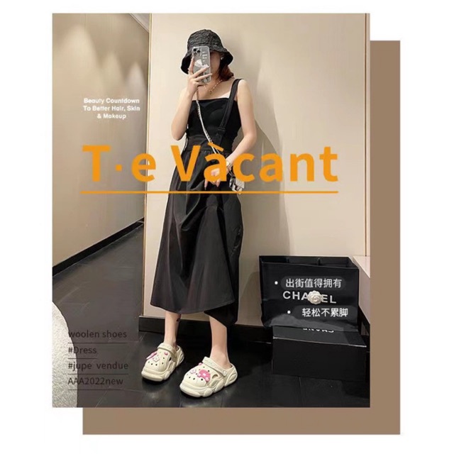 Dép độn đế Cross nữ siêu nhẹ kèm Sticker gấu dâu losto dễ thương - dép bánh mì nữ hot trend 2022