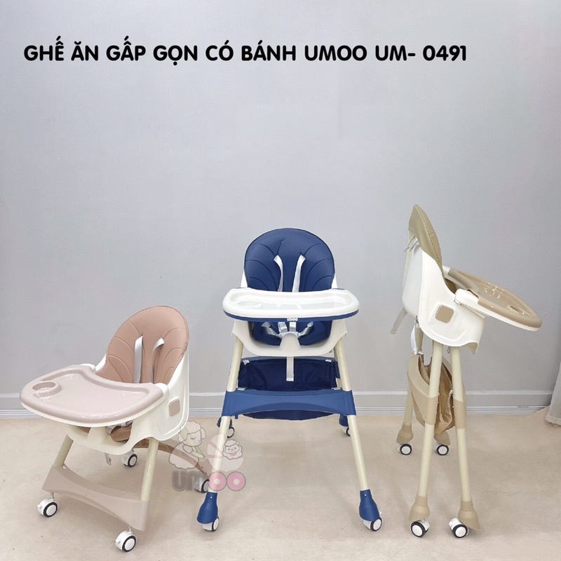 Ghế Ăn Dặm Gấp Gọn Umoo Có Bánh Xe Cao Cấp UM - 0491