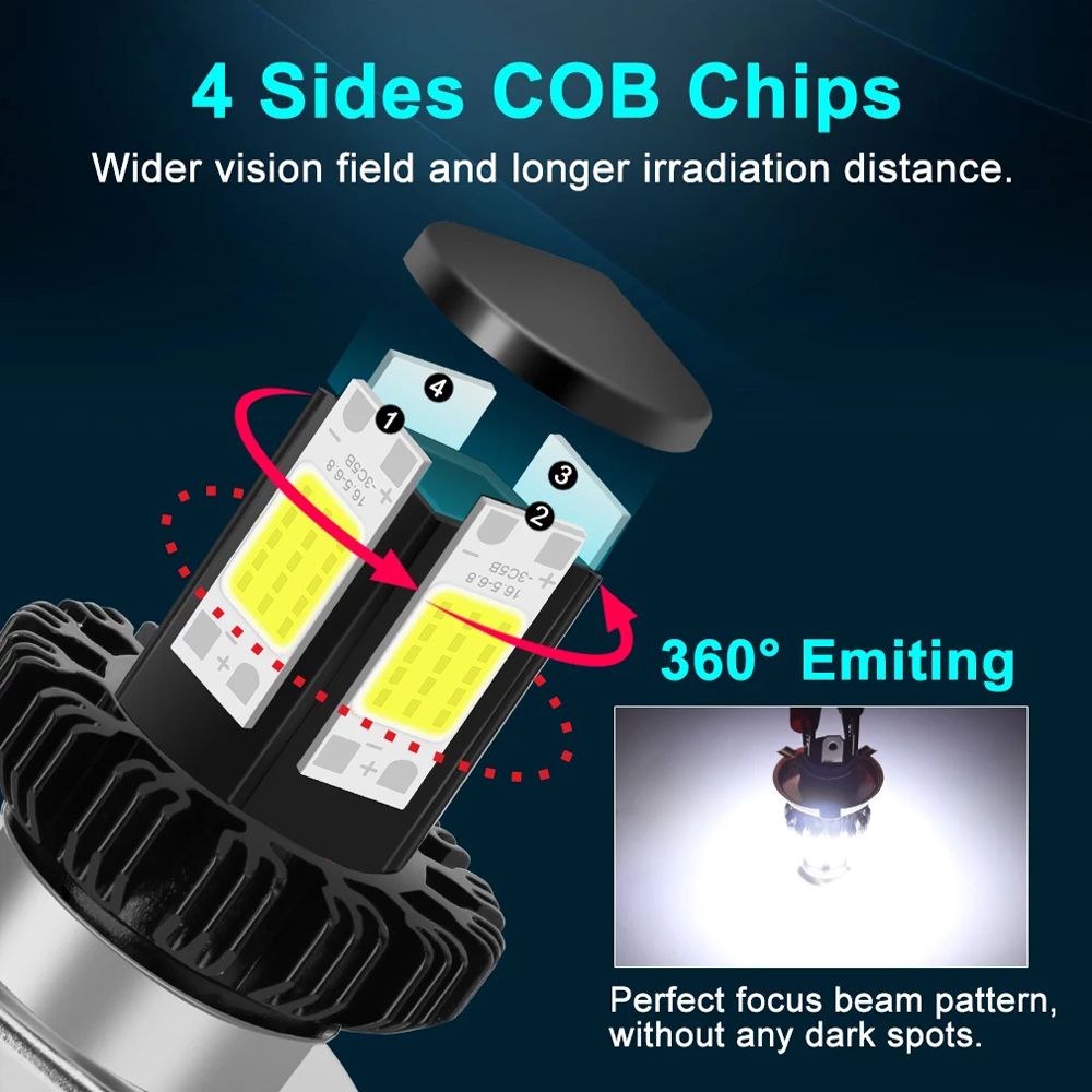 Bóng đèn pha LED VANES1 12V BA20D H6 H4 6000K 1200LM nhiều màu chất lượng cao cho xe máy