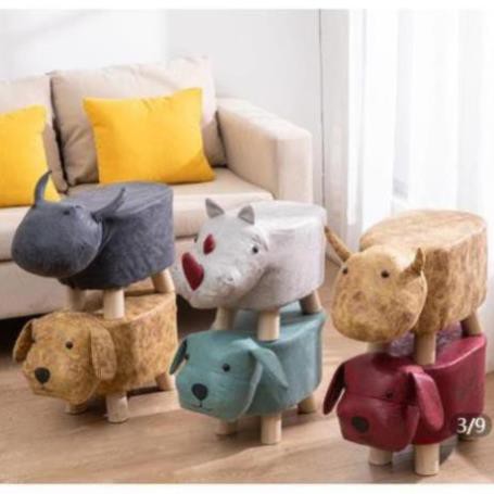 Ghế đẩu gỗ đặc dành cho trẻ em, con voi thời trang, thay giày, động vật hoạt hình sáng tạo, nhỏ, sofa ..