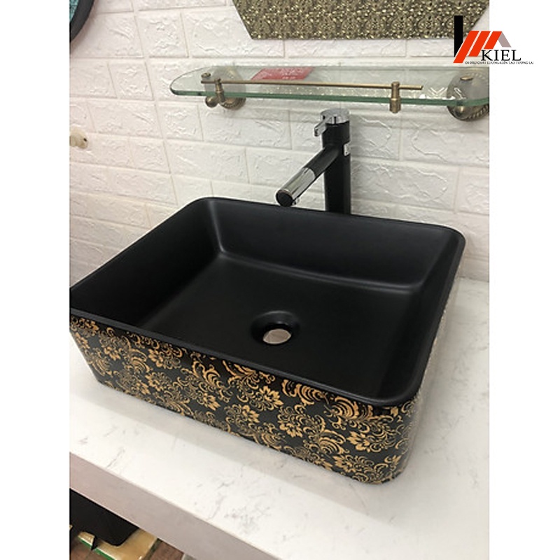 Chậu rửa mặt lavabo nghệ thuật đặt bàn với thiết kế hoa văn sang trọng ,tinh tế chính hãng-Bảo hành 10 năm men